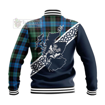 Guthrie Tartan Baseball Jacket Featuring Thistle and Scotland Map