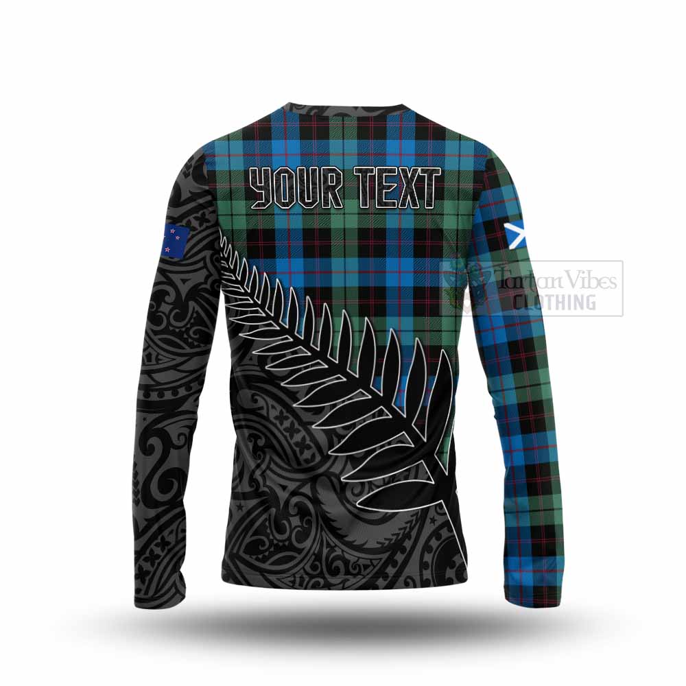 Tartan Vibes Clothing Guthrie Crest Tartan Long Sleeve T-Shirt with New Zealand Silver Fern Half Style