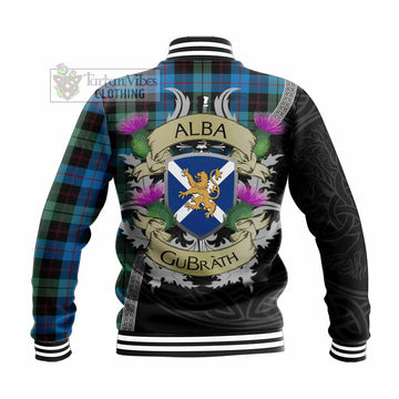 Guthrie Tartan Family Crest Baseball Jacket Lion Rampant Royal Thistle Shield Celtic Inspired - Tartan Vibes Clothing