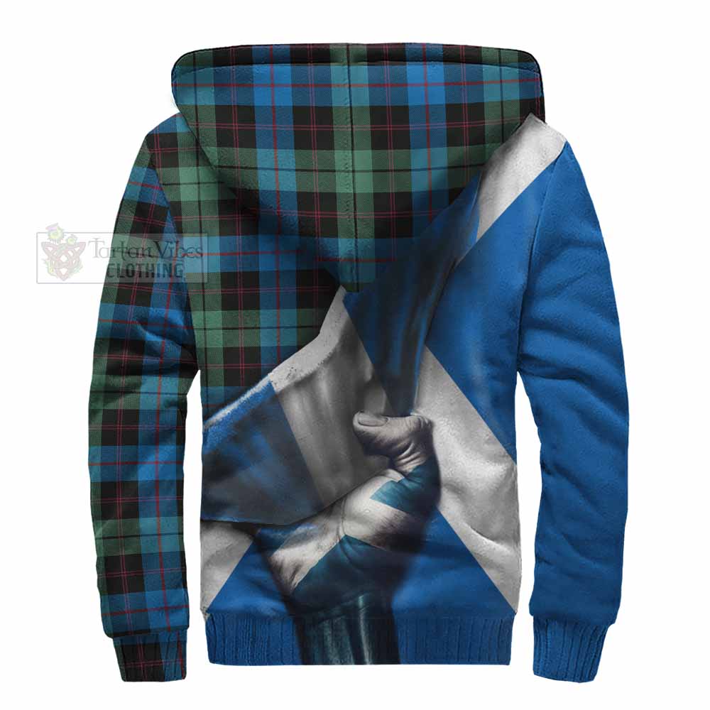 Tartan Vibes Clothing Guthrie Tartan Sherpa Hoodie with Family Crest Scotland Patriotic Style