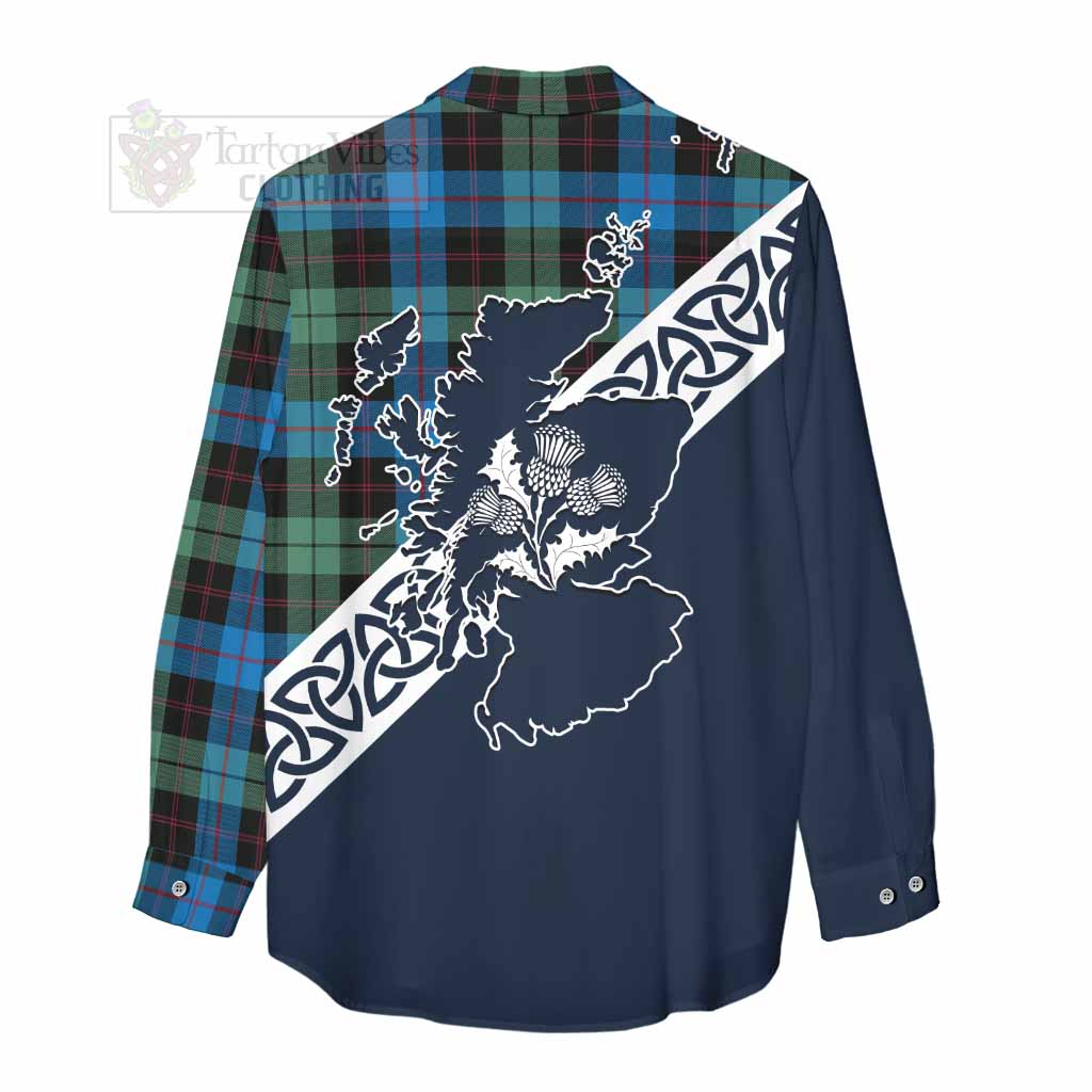 Tartan Vibes Clothing Guthrie Tartan Women's Casual Shirt Featuring Thistle and Scotland Map