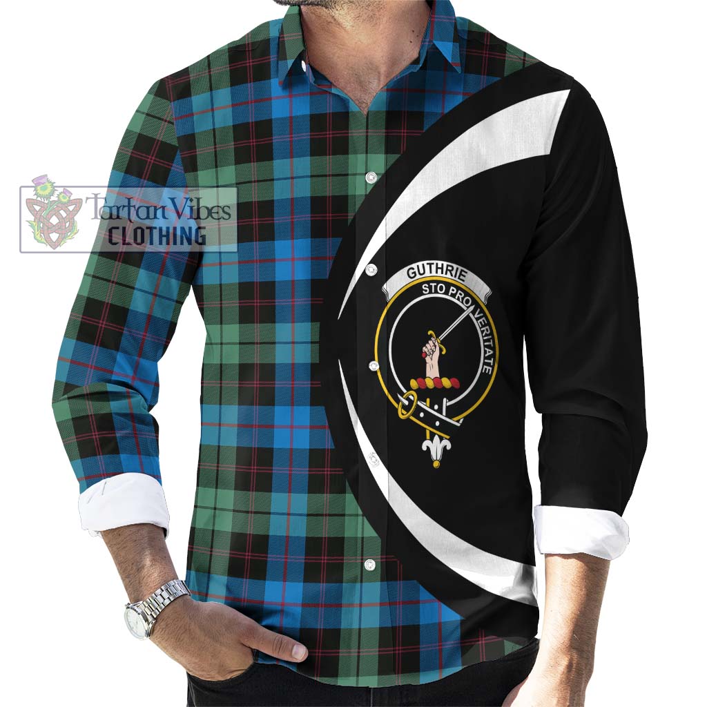 Guthrie Tartan Long Sleeve Button Up with Family Crest Circle Style - Tartan Vibes Clothing