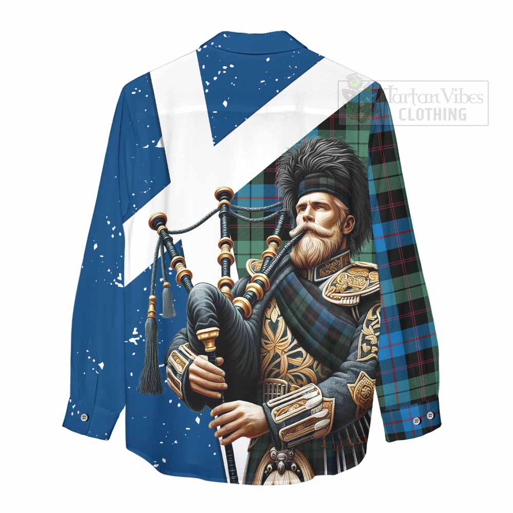 Tartan Vibes Clothing Guthrie Tartan Women's Casual Shirt with Family Crest Scottish Bagpiper Vibes