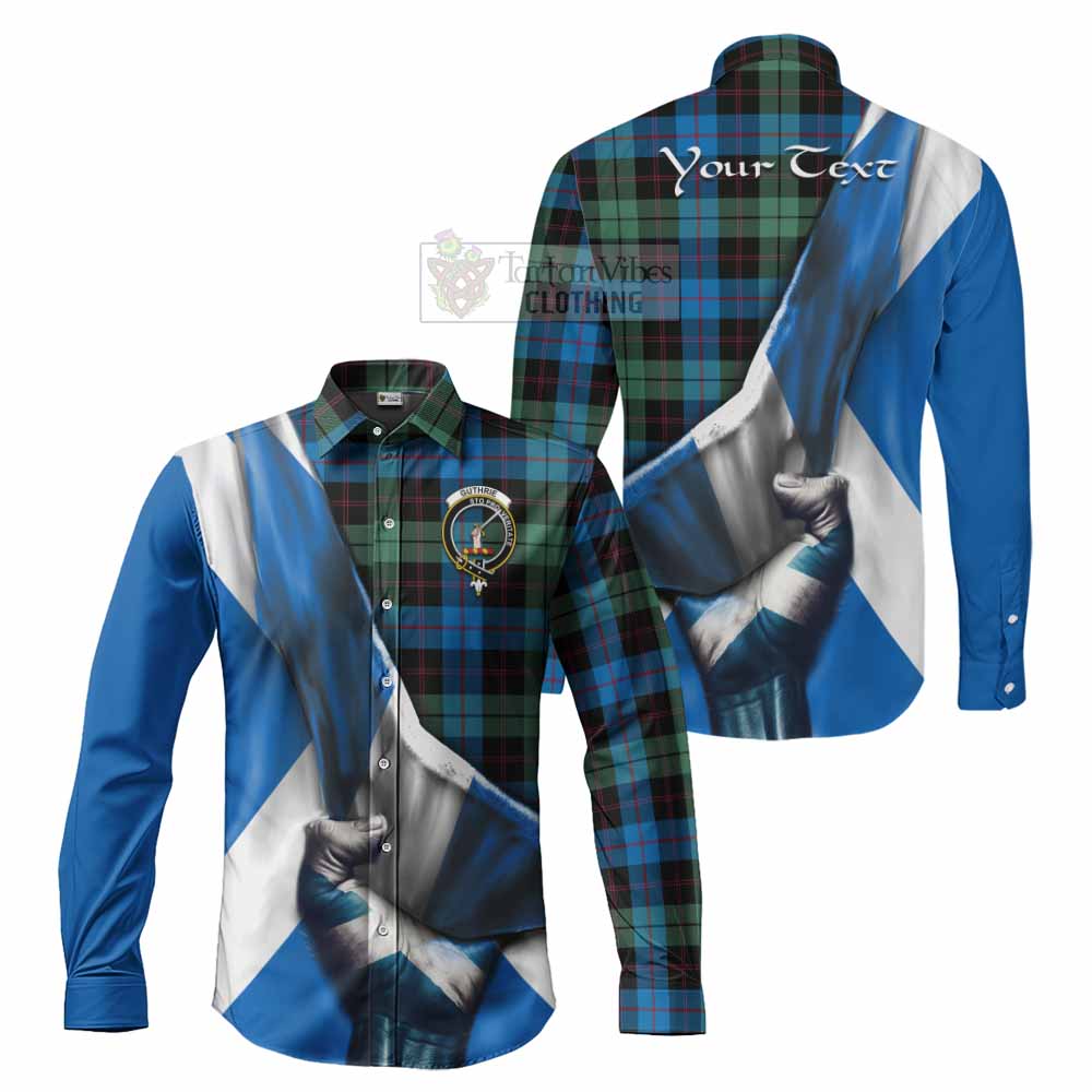 Tartan Vibes Clothing Guthrie Tartan Long Sleeve Button Shirt with Family Crest Scotland Patriotic Style