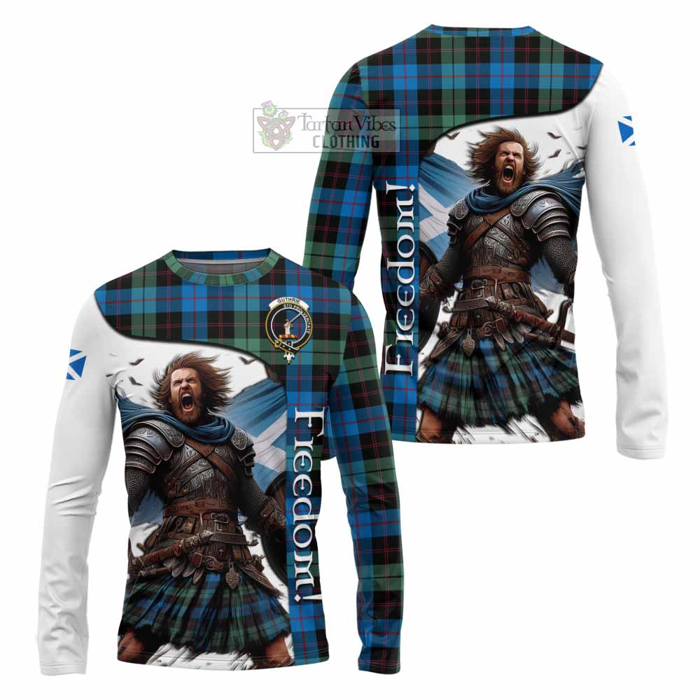 Tartan Vibes Clothing Guthrie Crest Tartan Long Sleeve T-Shirt Inspired by the Freedom of Scottish Warrior