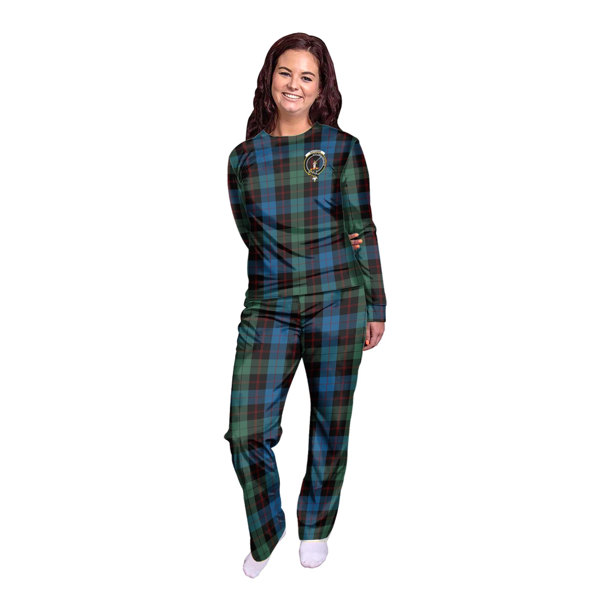 Guthrie Tartan Pajamas Family Set with Family Crest - Tartanvibesclothing