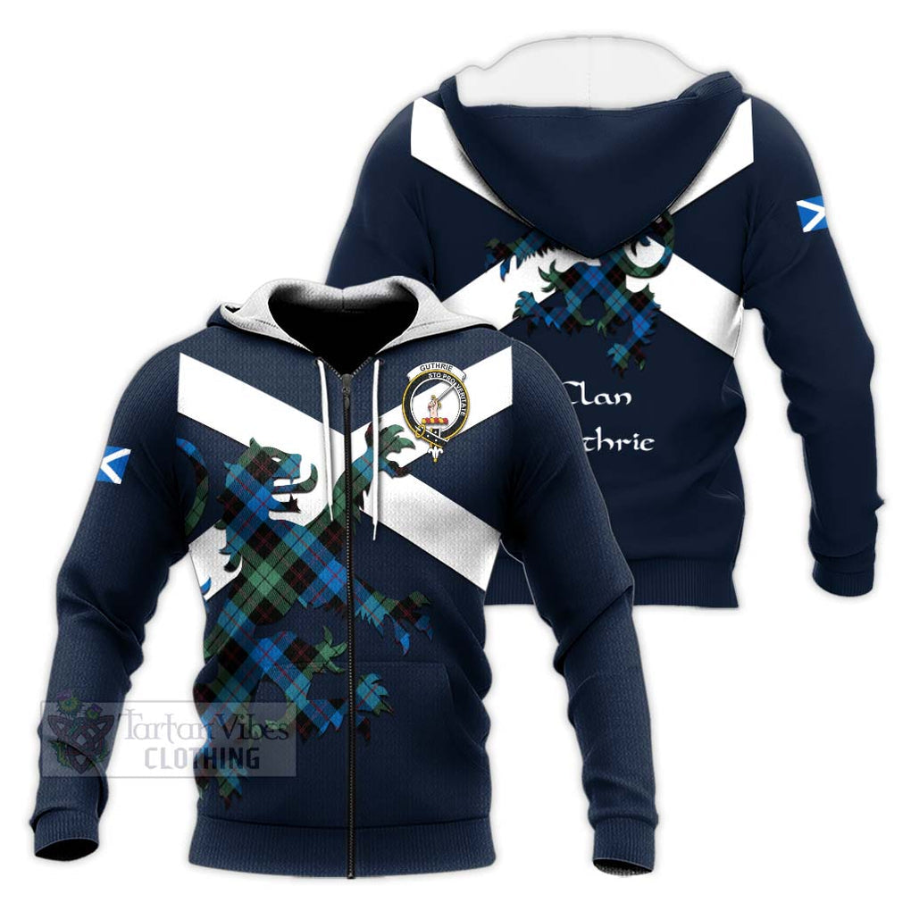 Tartan Vibes Clothing Guthrie Tartan Lion Rampant Knitted Hoodie – Proudly Display Your Heritage with Alba Gu Brath and Clan Name