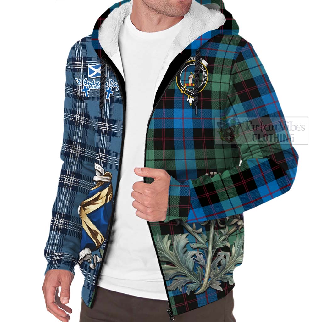 Tartan Vibes Clothing Guthrie Tartan Sherpa Hoodie Happy St. Andrew's Day Half Tartan Style