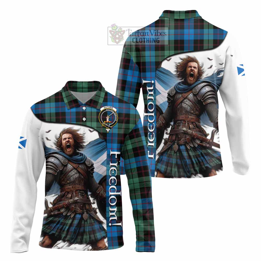 Tartan Vibes Clothing Guthrie Crest Tartan Long Sleeve Polo Shirt Inspired by the Freedom of Scottish Warrior