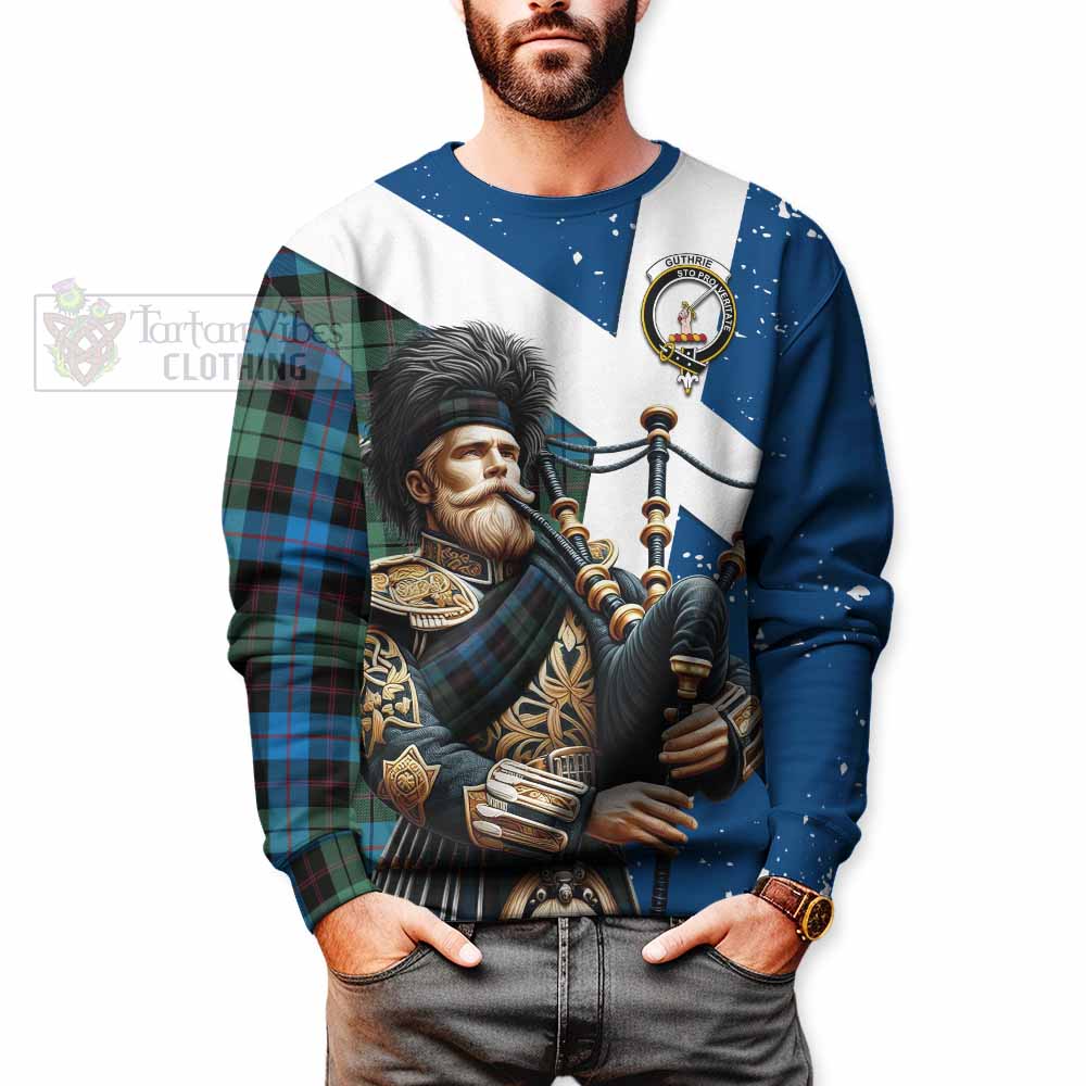 Tartan Vibes Clothing Guthrie Tartan Sweatshirt with Family Crest Scottish Bagpiper Vibes