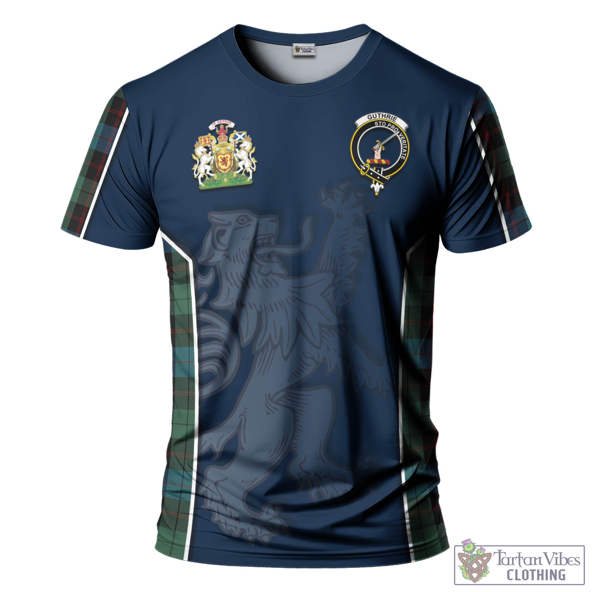 Tartan Vibes Clothing Guthrie Tartan T-Shirt with Family Crest and Lion Rampant Vibes Sport Style