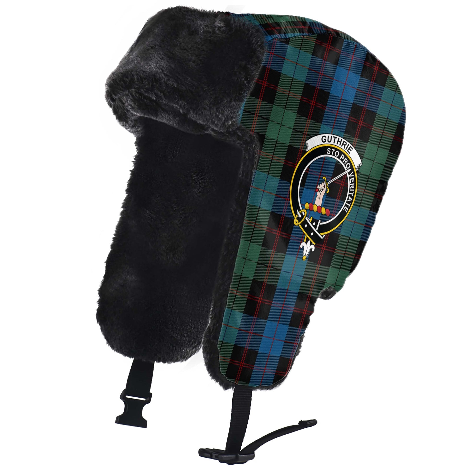 Guthrie Tartan Winter Trapper Hat with Family Crest - Tartanvibesclothing