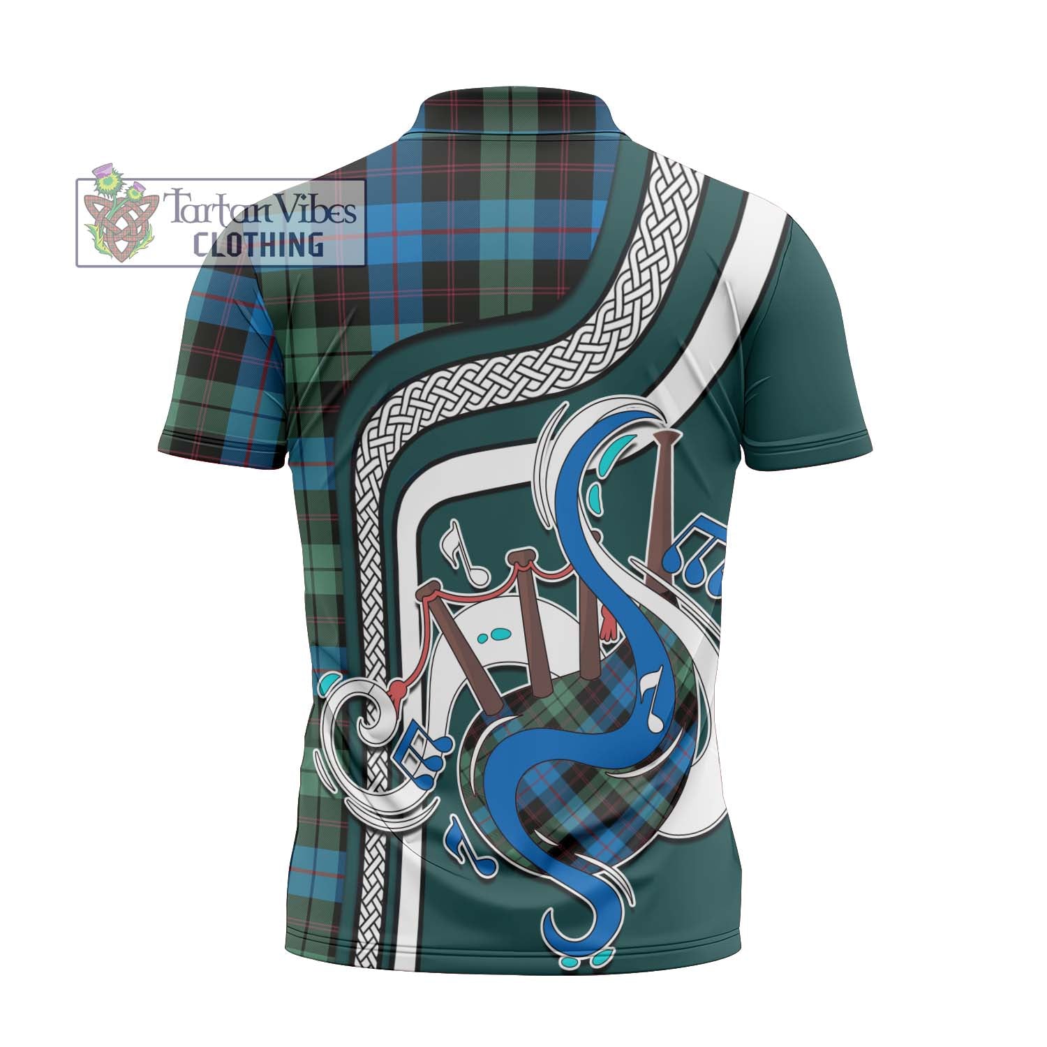 Tartan Vibes Clothing Guthrie Tartan Zipper Polo Shirt with Epic Bagpipe Style