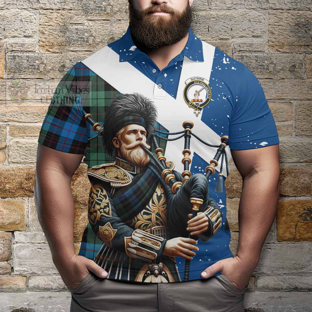 Tartan Vibes Clothing Guthrie Tartan Polo Shirt with Family Crest Scottish Bagpiper Vibes