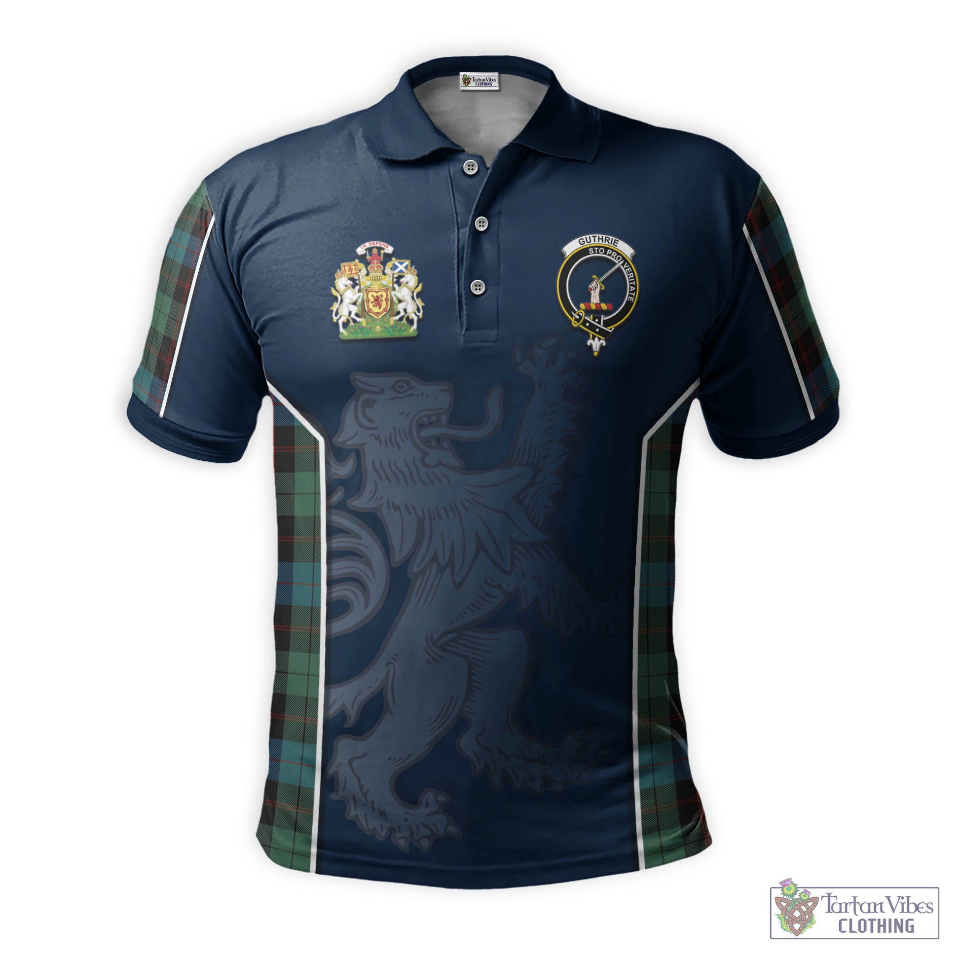 Tartan Vibes Clothing Guthrie Tartan Men's Polo Shirt with Family Crest and Lion Rampant Vibes Sport Style