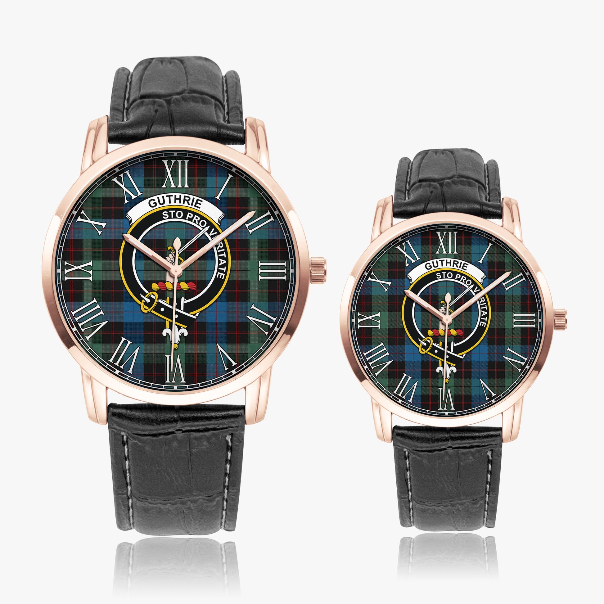 Guthrie Tartan Family Crest Leather Strap Quartz Watch - Tartanvibesclothing