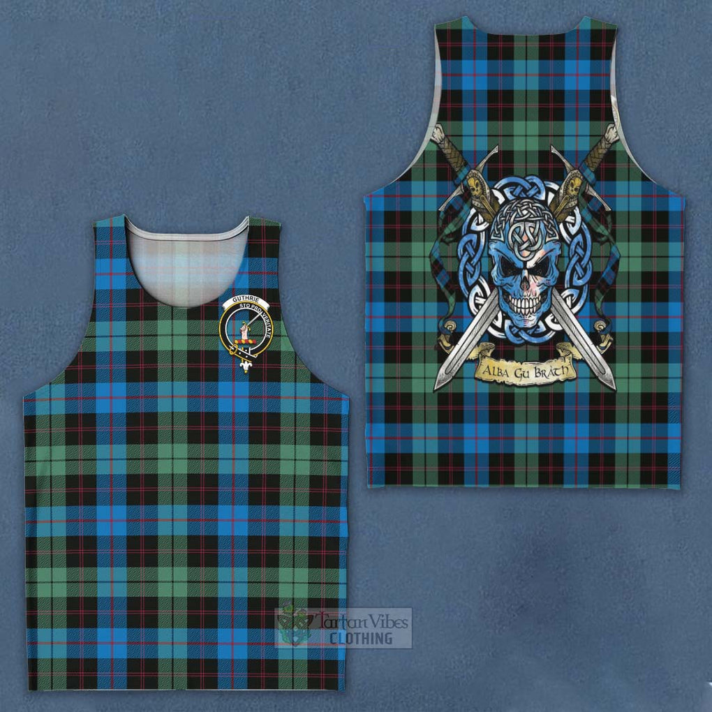 Tartan Vibes Clothing Guthrie Tartan Men's Tank Top with Family Crest Celtic Skull Style