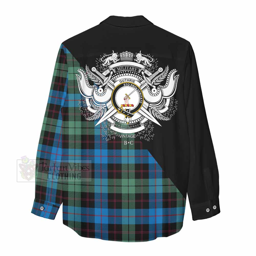 Tartan Vibes Clothing Guthrie Tartan Women's Casual Shirt with Family Crest and Military Logo Style