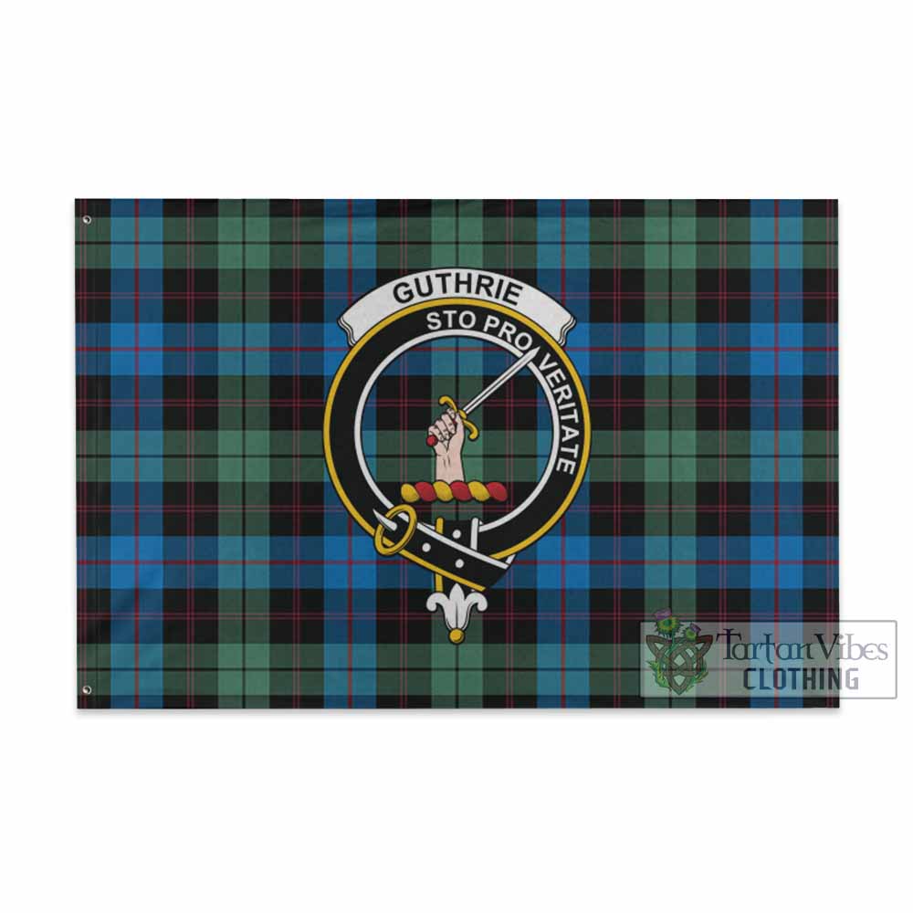 Tartan Vibes Clothing Guthrie Tartan House Flag with Family Crest