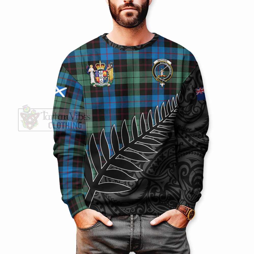 Tartan Vibes Clothing Guthrie Crest Tartan Sweatshirt with New Zealand Silver Fern Half Style