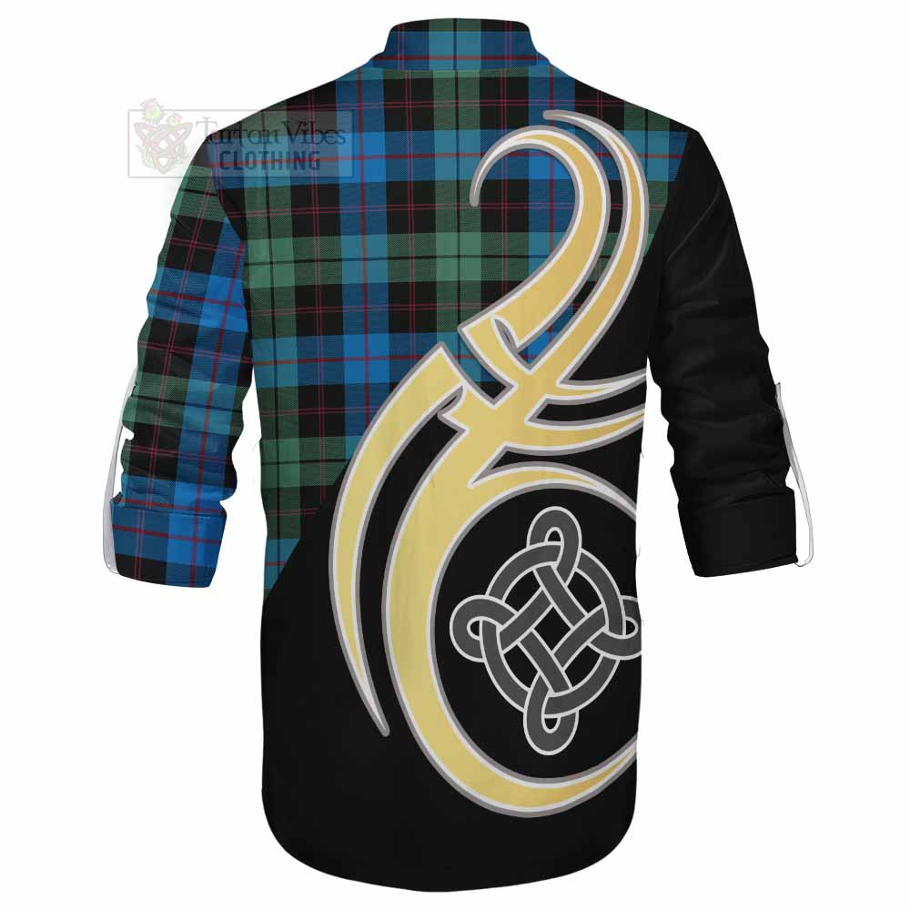 Guthrie Tartan Ghillie Kilt Shirt with Family Crest and Celtic Symbol Style - Tartan Vibes Clothing