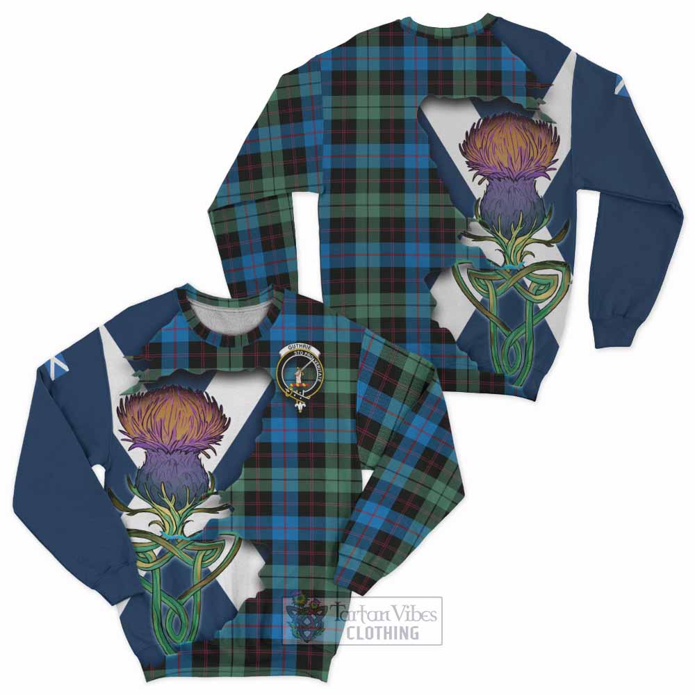 Guthrie Tartan Family Crest Sweatshirt Scottish Thistle Celtic Inspired - Tartan Vibes Clothing