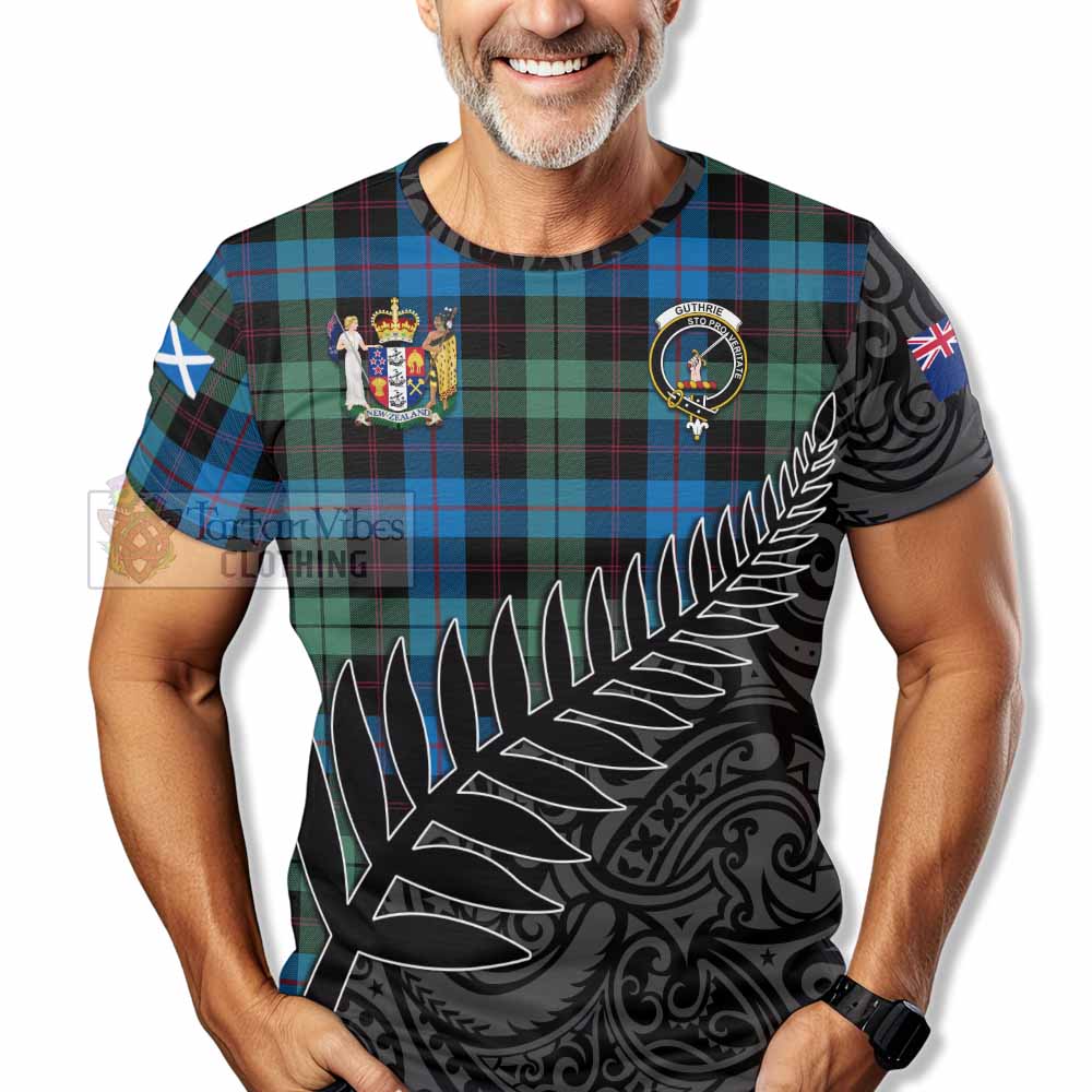 Tartan Vibes Clothing Guthrie Crest Tartan T-Shirt with New Zealand Silver Fern Half Style