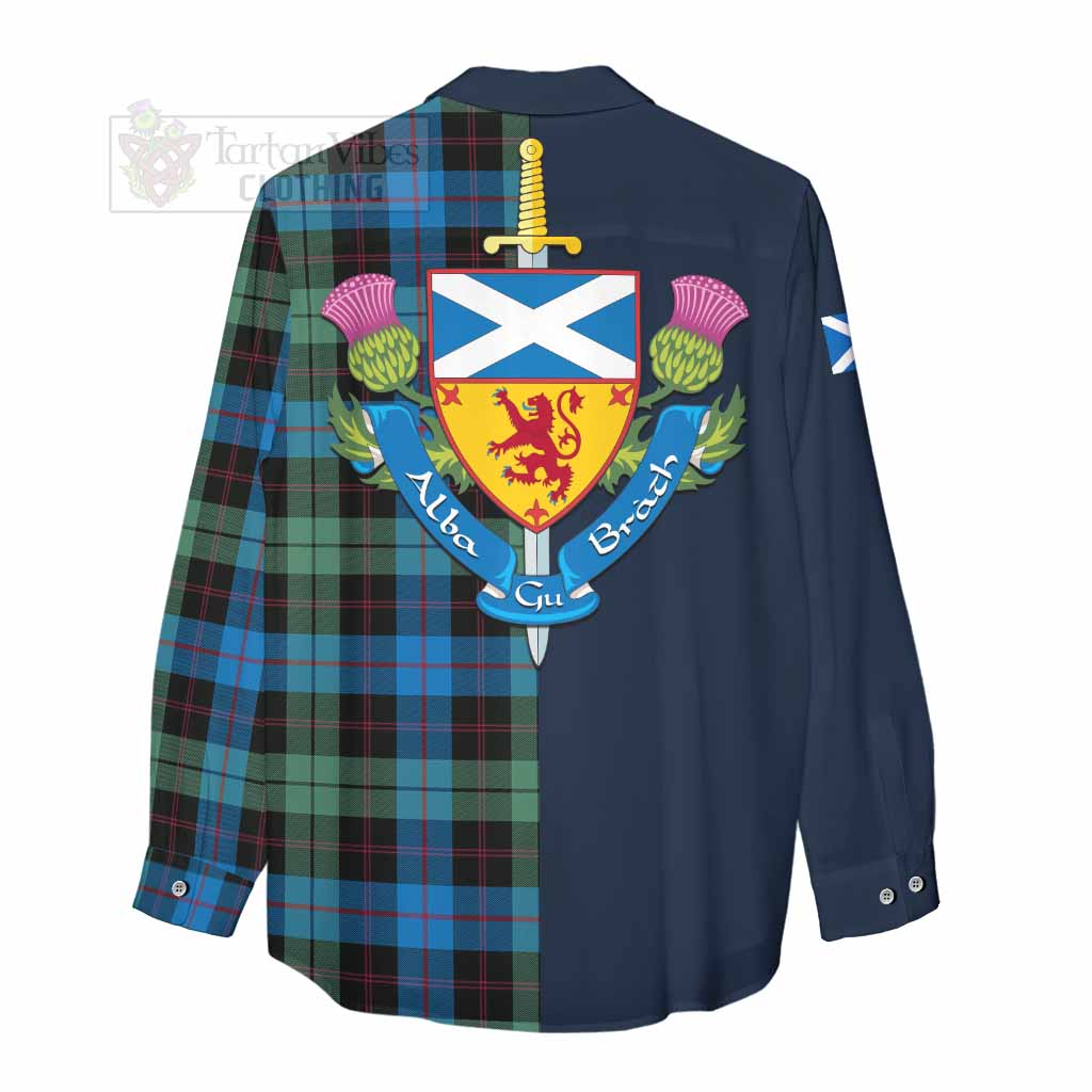 Tartan Vibes Clothing Guthrie Tartan Women's Casual Shirt Alba with Scottish Lion Royal Arm Half Style