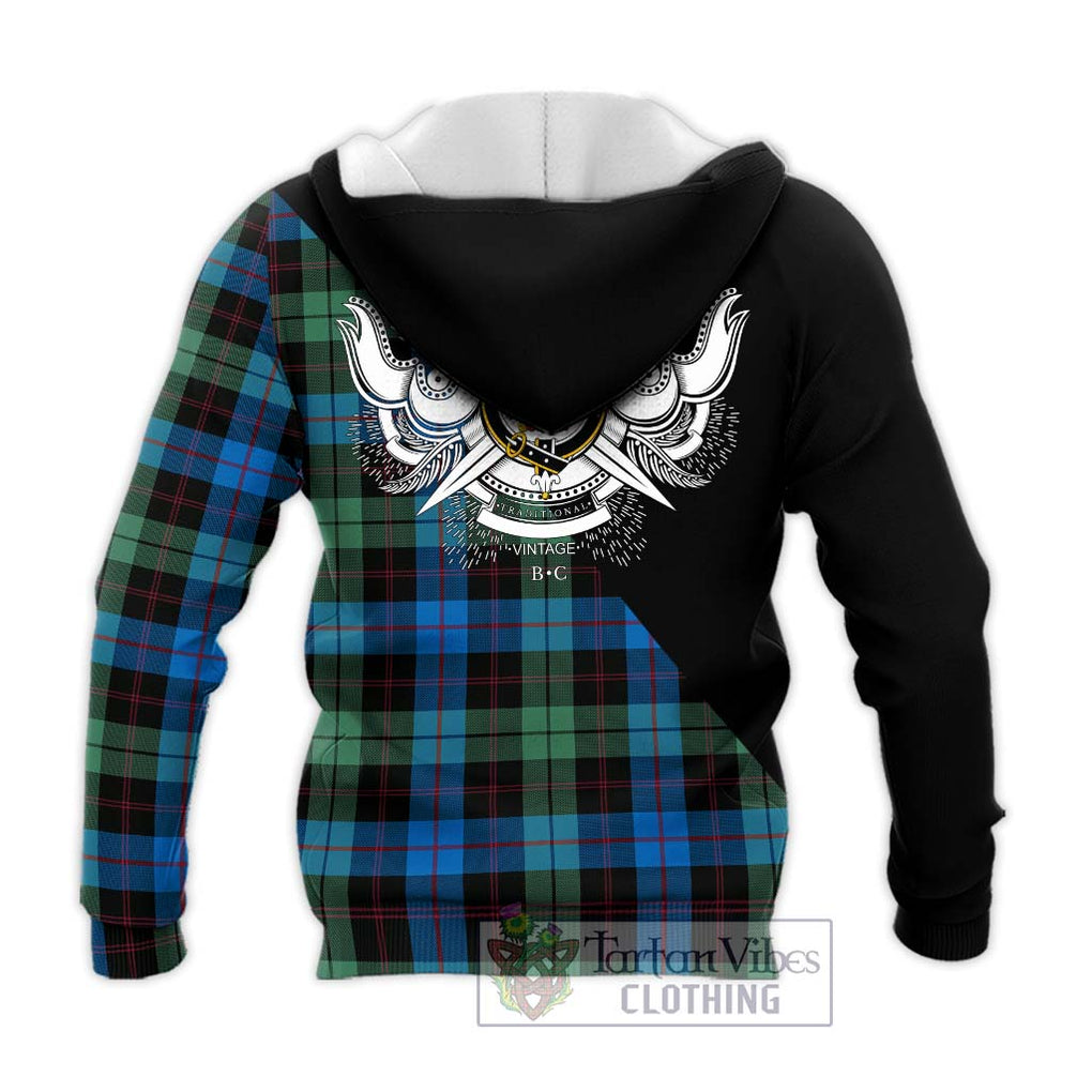 Guthrie Tartan Knitted Hoodie with Family Crest and Military Logo Style - Tartanvibesclothing Shop