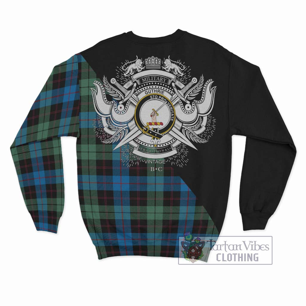 Tartan Vibes Clothing Guthrie Tartan Sweatshirt with Family Crest and Military Logo Style