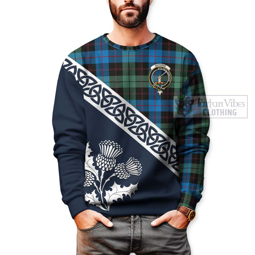 Tartan Vibes Clothing Guthrie Tartan Sweatshirt Featuring Thistle and Scotland Map