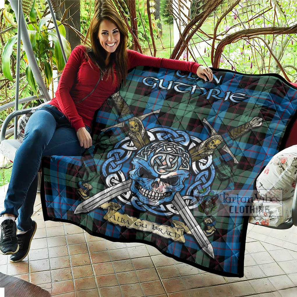 Tartan Vibes Clothing Guthrie Tartan Quilt with Celtic Skull Alba Gu Brath Style