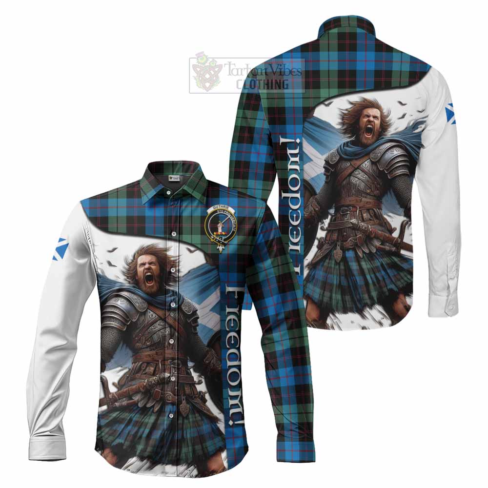 Tartan Vibes Clothing Guthrie Crest Tartan Long Sleeve Button Shirt Inspired by the Freedom of Scottish Warrior