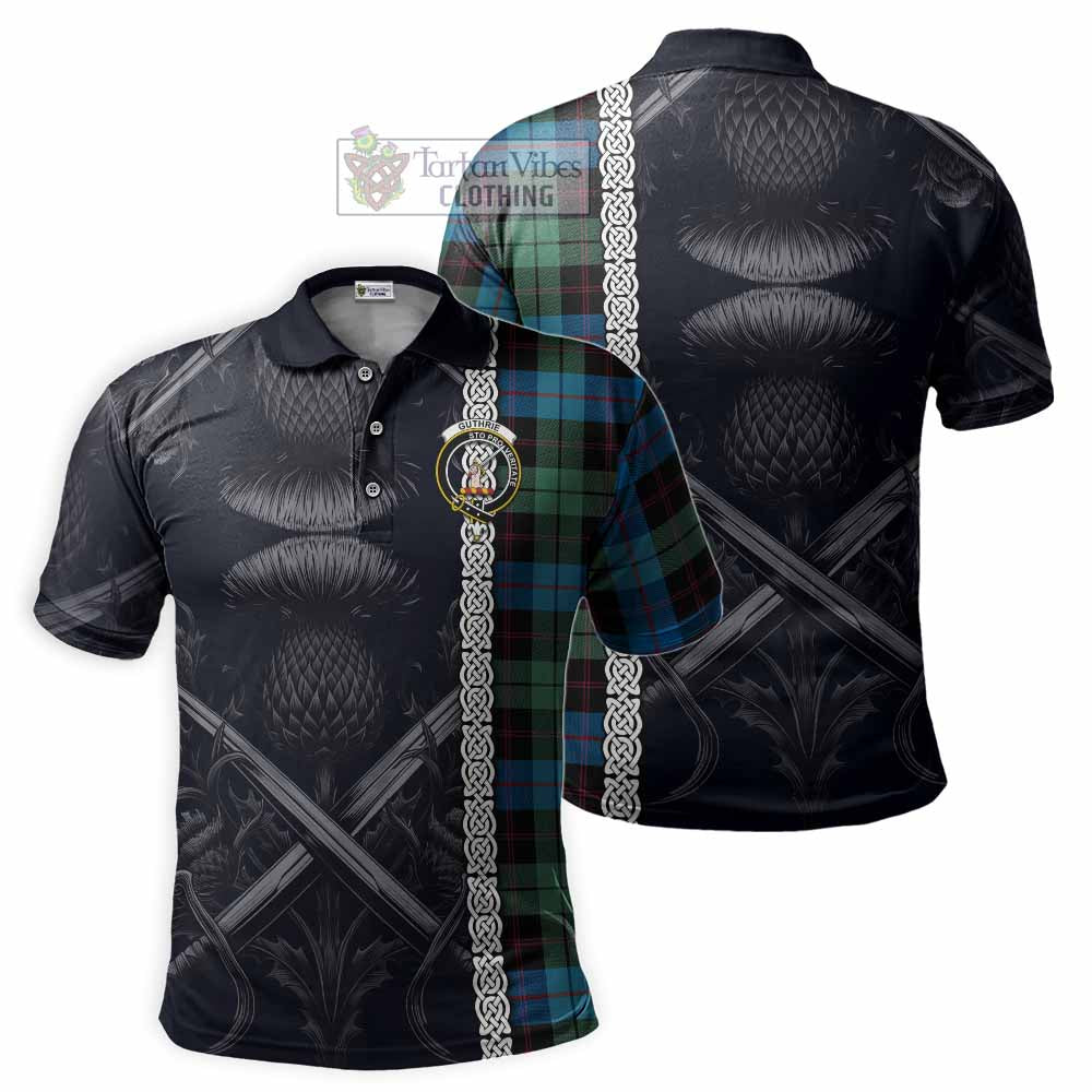 Tartan Vibes Clothing Guthrie Tartan Polo Shirt with Family Crest Cross Sword Thistle Celtic Vibes