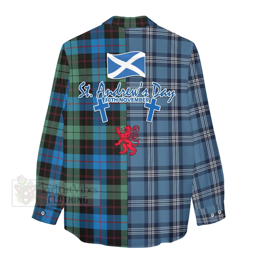 Tartan Vibes Clothing Guthrie Tartan Women's Casual Shirt Happy St. Andrew's Day Half Tartan Style