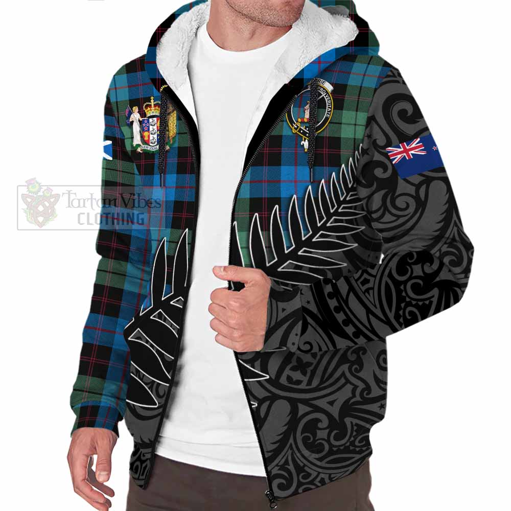 Tartan Vibes Clothing Guthrie Crest Tartan Sherpa Hoodie with New Zealand Silver Fern Half Style