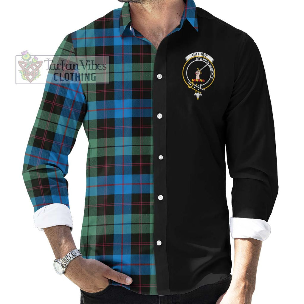 Guthrie Tartan Long Sleeve Button Shirt with Family Crest and Half Of Me Style - Tartanvibesclothing Shop