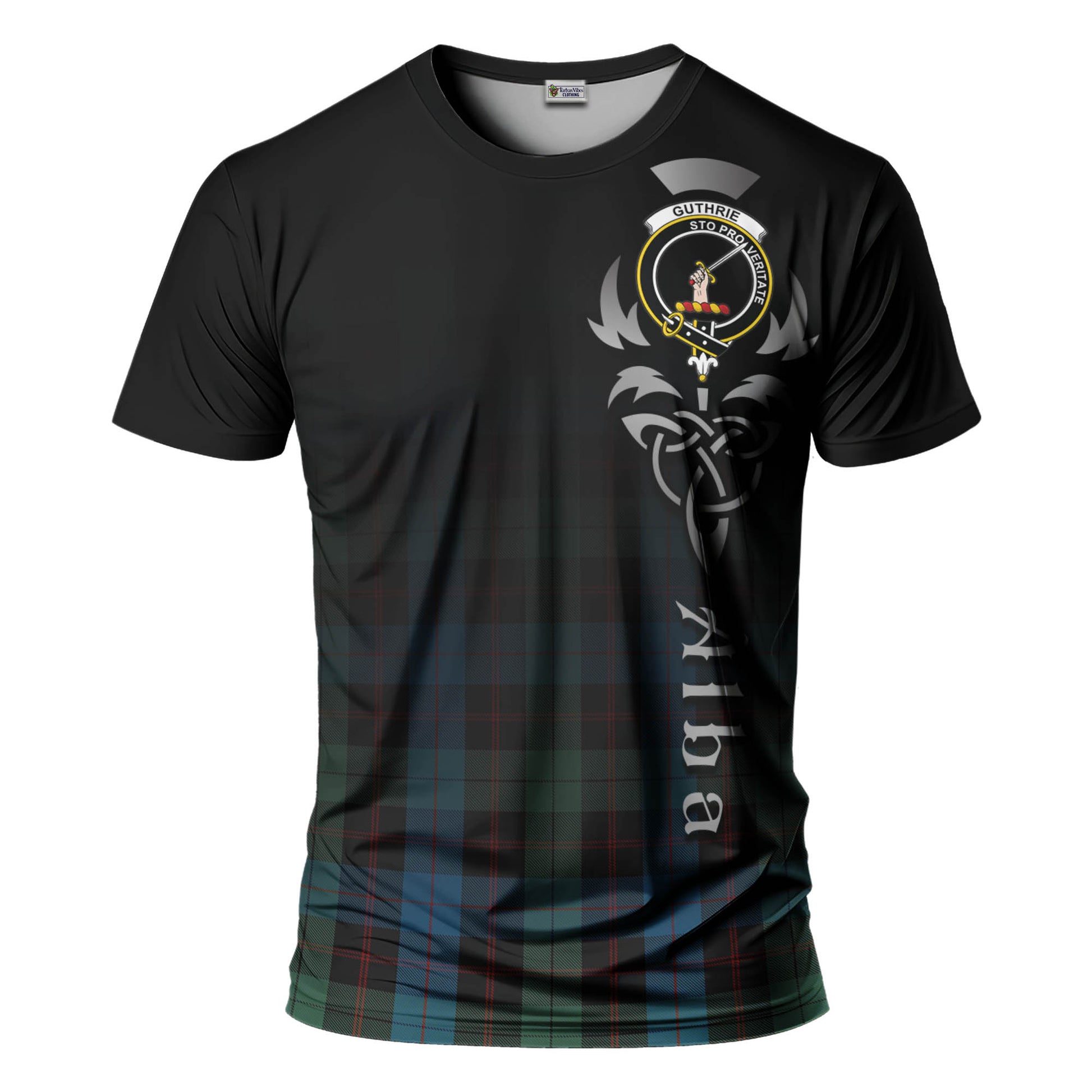 Tartan Vibes Clothing Guthrie Tartan T-Shirt Featuring Alba Gu Brath Family Crest Celtic Inspired