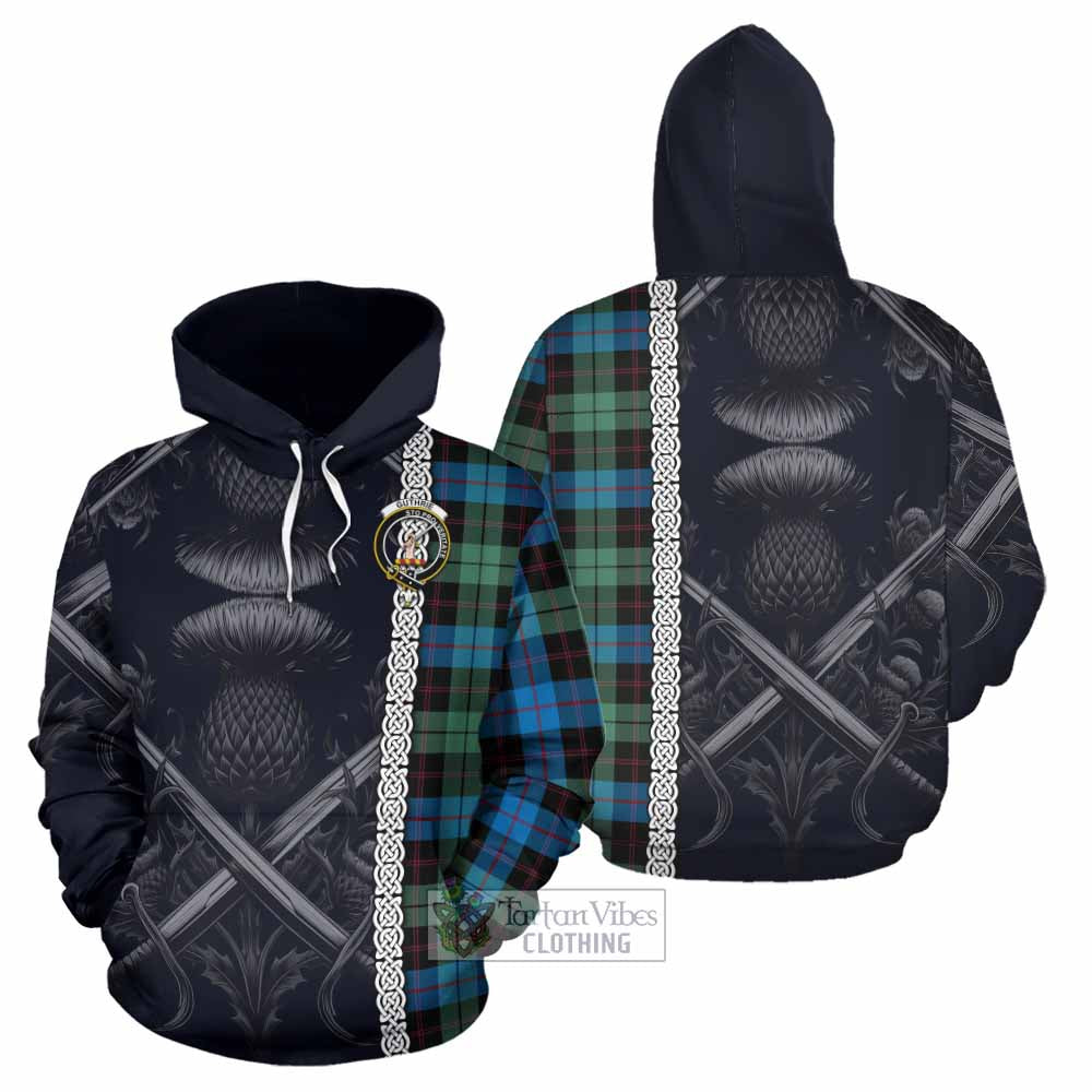 Tartan Vibes Clothing Guthrie Tartan Hoodie with Family Crest Cross Sword Thistle Celtic Vibes