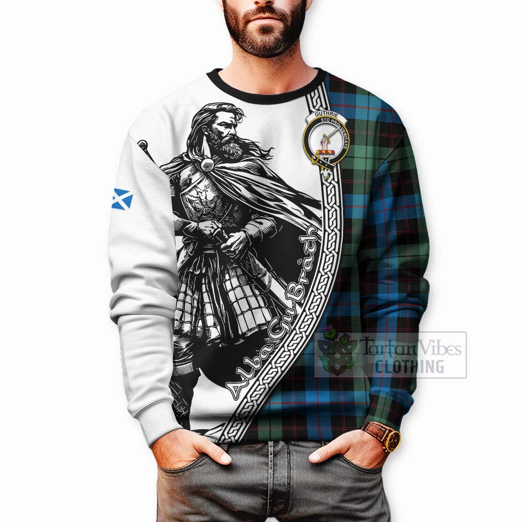 Tartan Vibes Clothing Guthrie Tartan Clan Crest Sweatshirt with Highlander Warrior Celtic Style