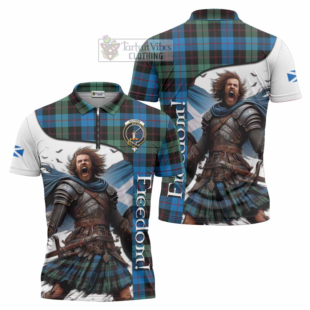 Tartan Vibes Clothing Guthrie Crest Tartan Zipper Polo Shirt Inspired by the Freedom of Scottish Warrior