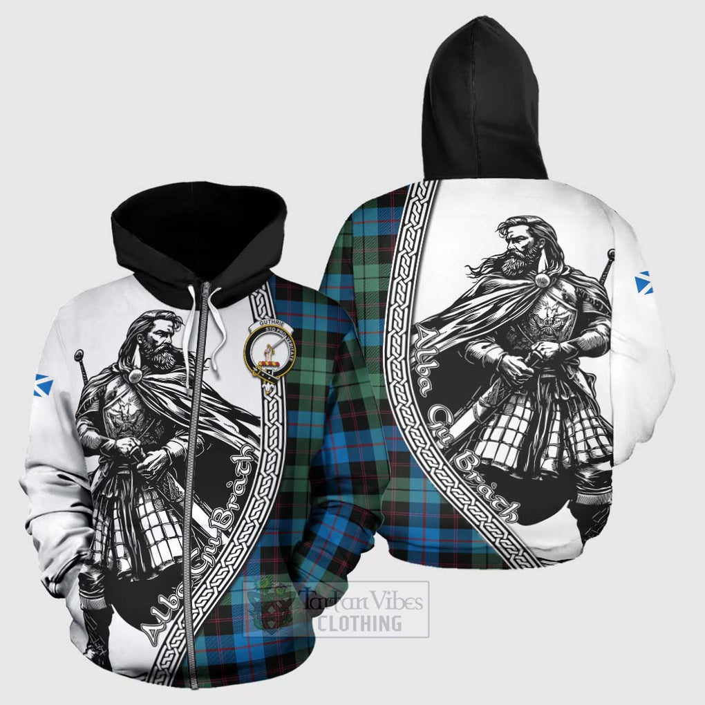 Tartan Vibes Clothing Guthrie Tartan Clan Crest Hoodie with Highlander Warrior Celtic Style