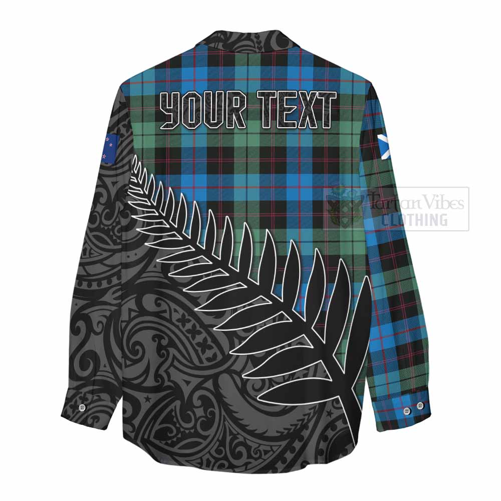 Tartan Vibes Clothing Guthrie Crest Tartan Women's Casual Shirt with New Zealand Silver Fern Half Style