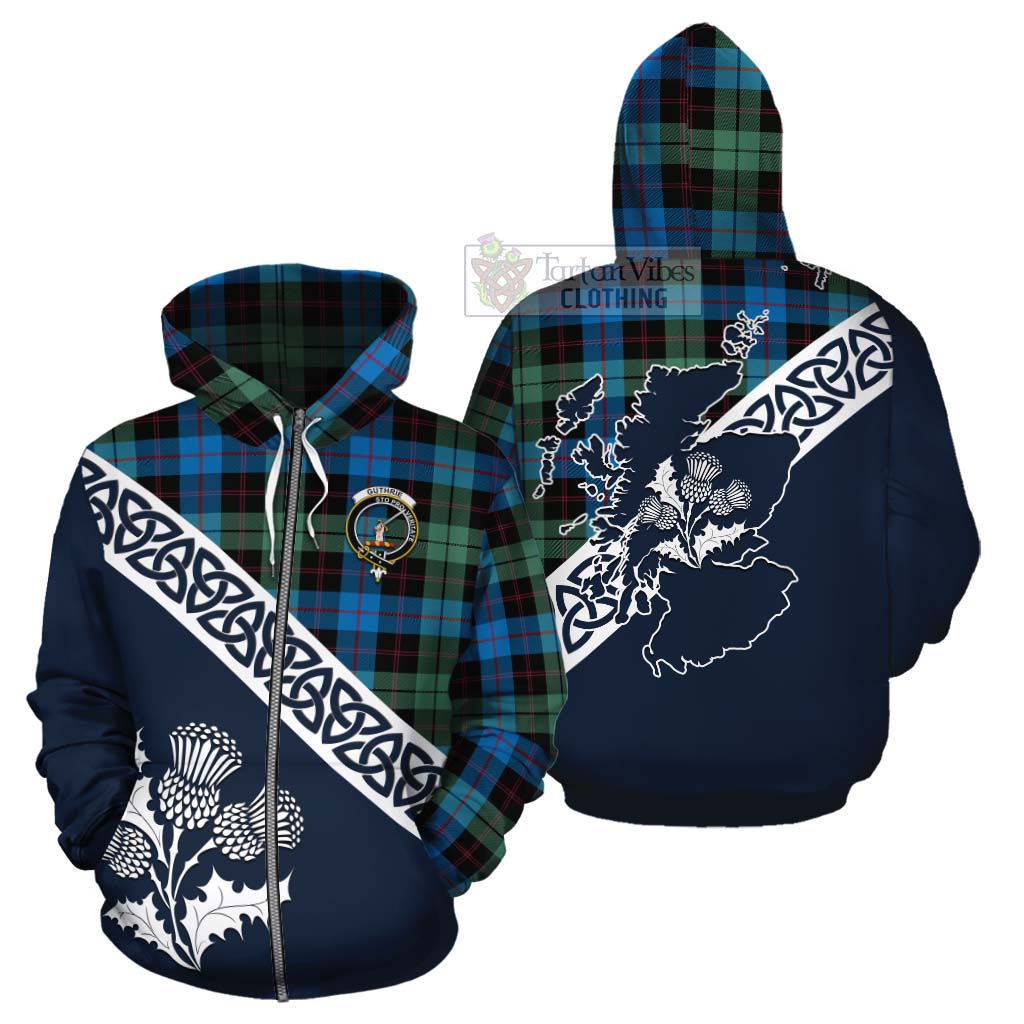 Tartan Vibes Clothing Guthrie Tartan Cotton Hoodie Featuring Thistle and Scotland Map