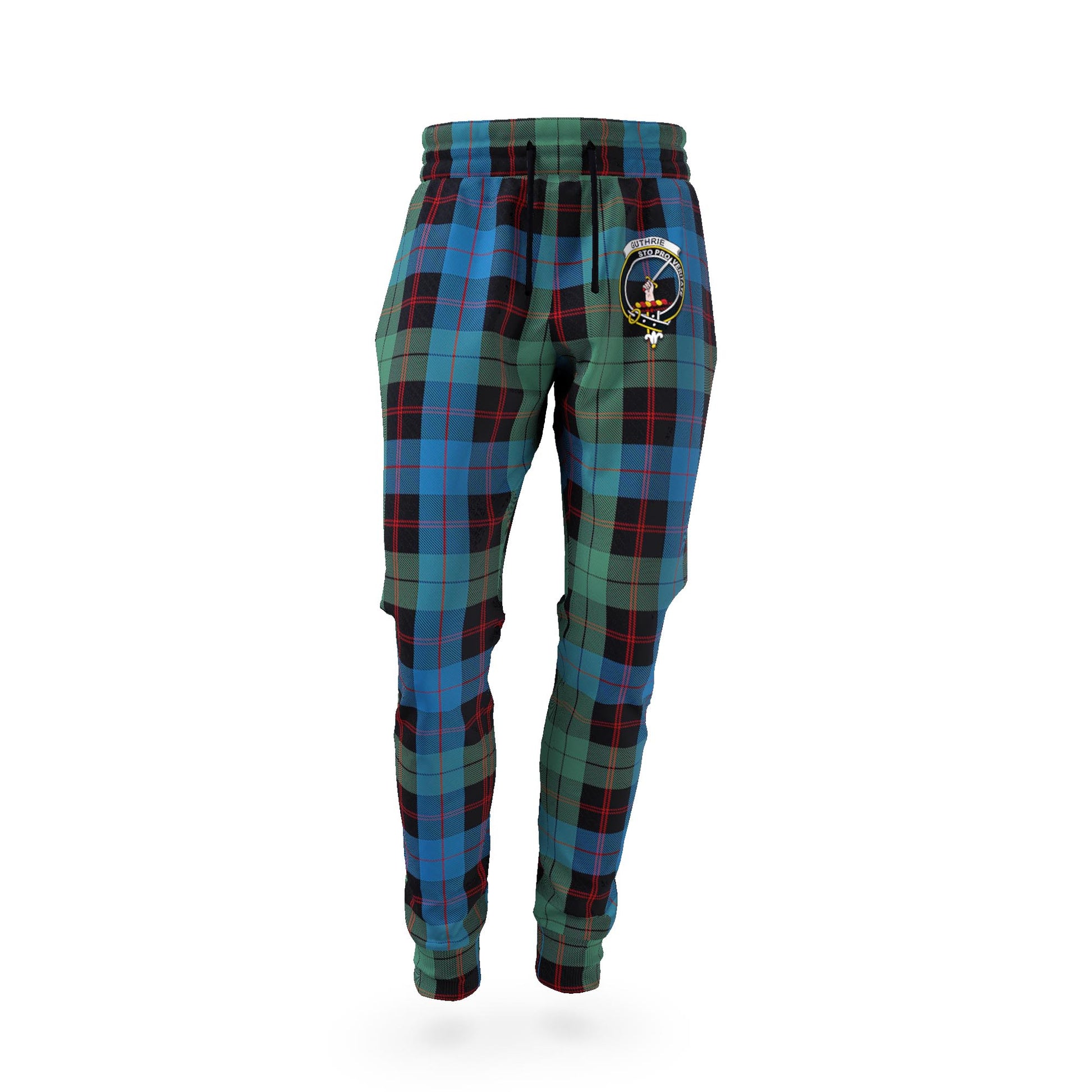 Guthrie Tartan Joggers Pants with Family Crest - Tartanvibesclothing