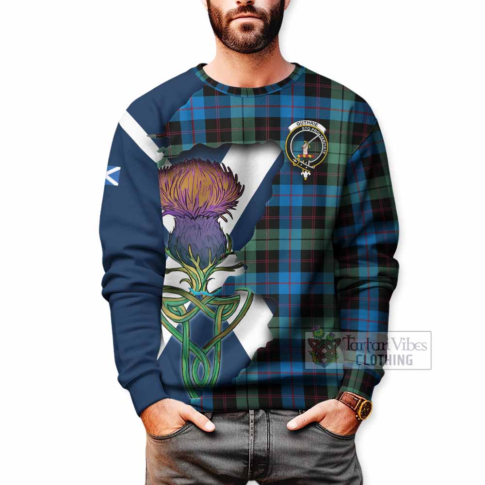 Guthrie Tartan Family Crest Sweatshirt Scottish Thistle Celtic Inspired - Tartan Vibes Clothing