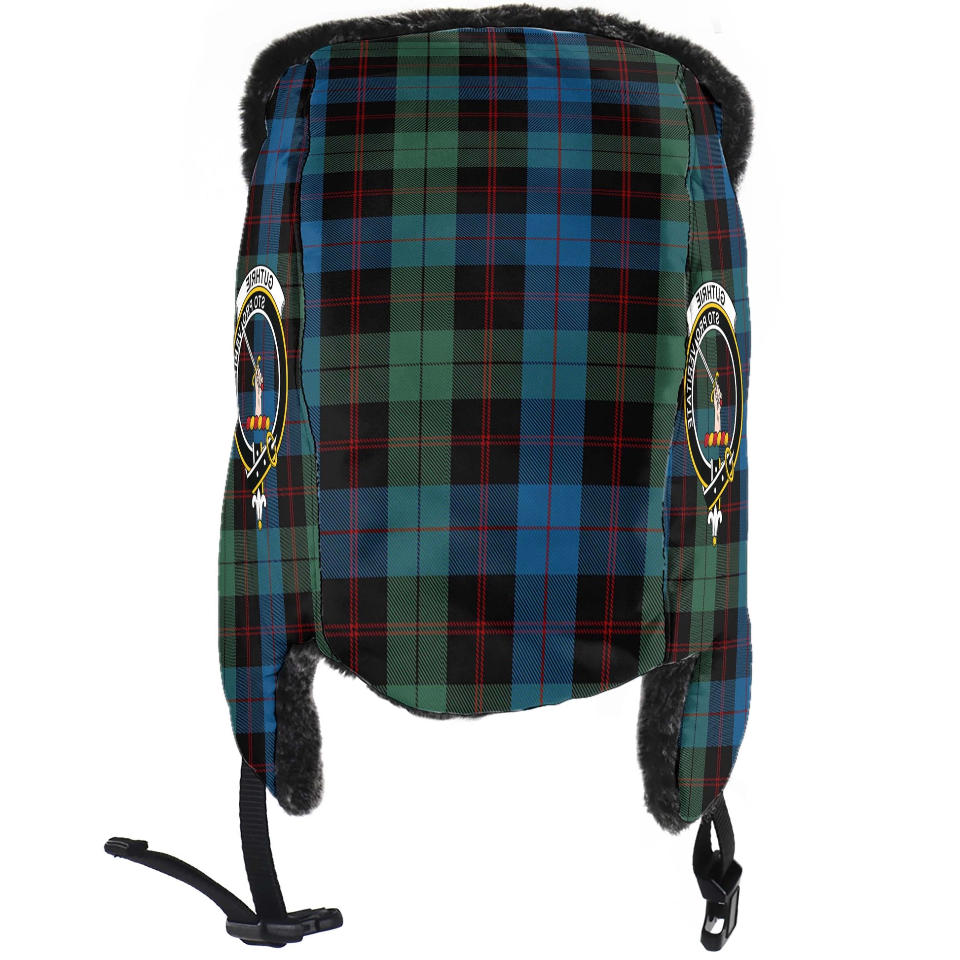 Guthrie Tartan Winter Trapper Hat with Family Crest - Tartanvibesclothing