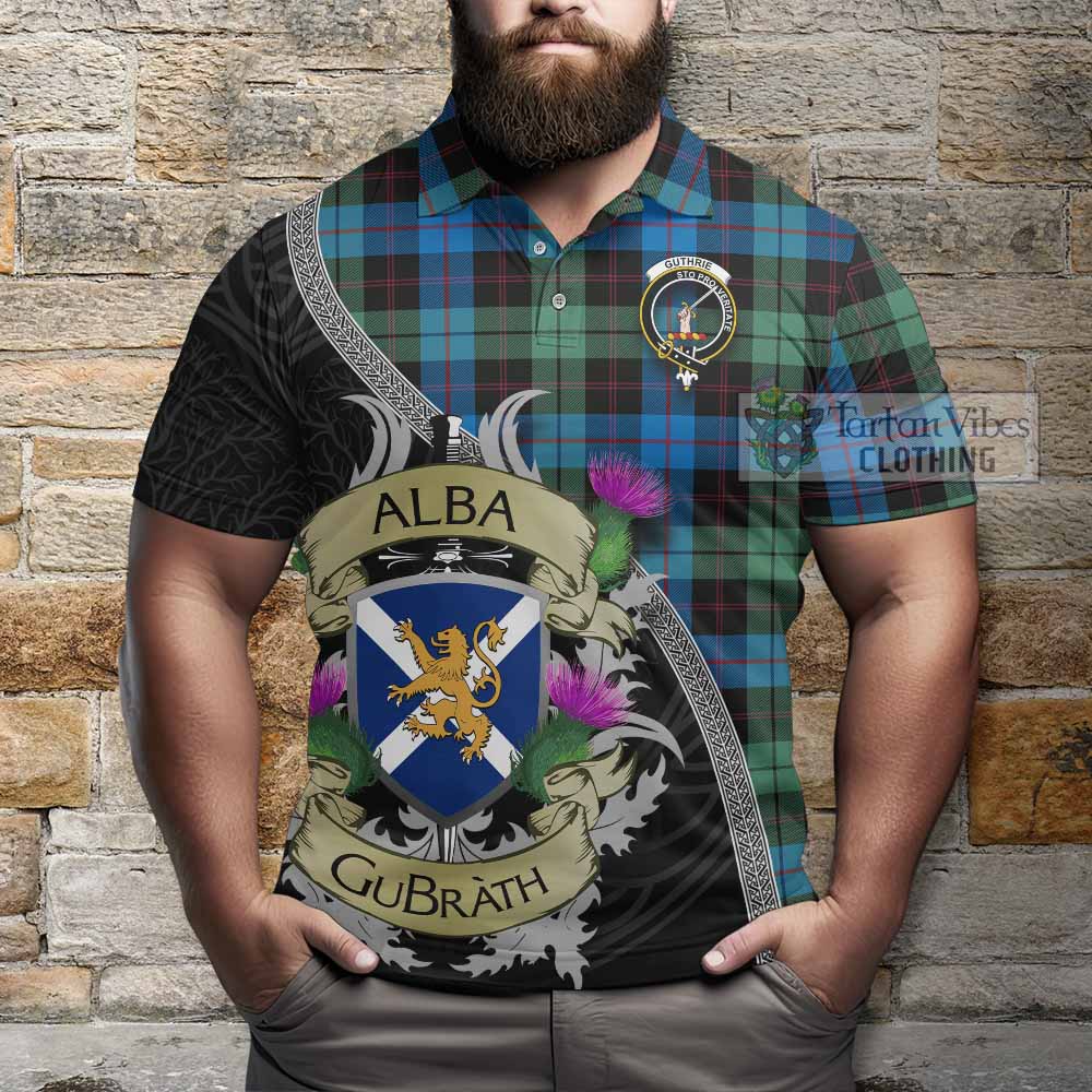 Guthrie Tartan Family Crest Polo Shirt Lion Rampant Royal Thistle Shield Celtic Inspired - Tartan Vibes Clothing