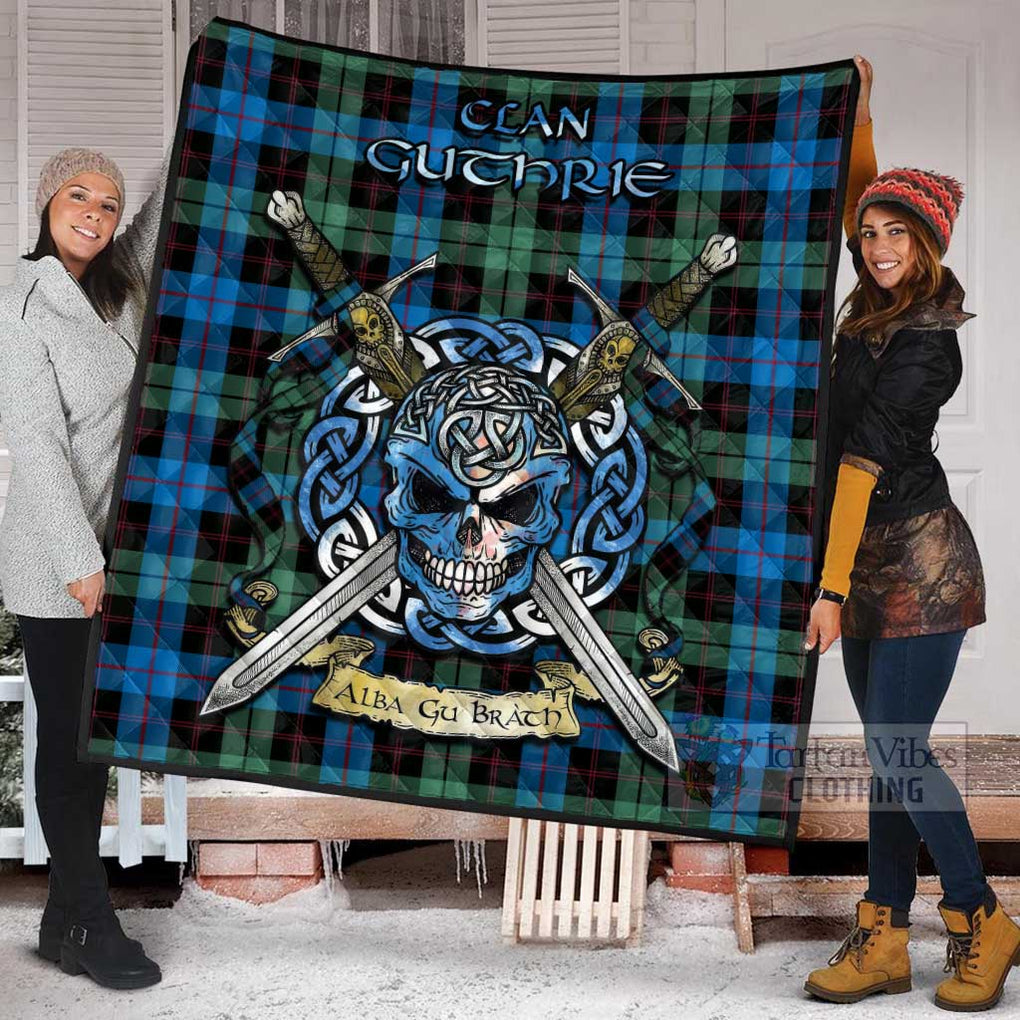 Tartan Vibes Clothing Guthrie Tartan Quilt with Celtic Skull Alba Gu Brath Style