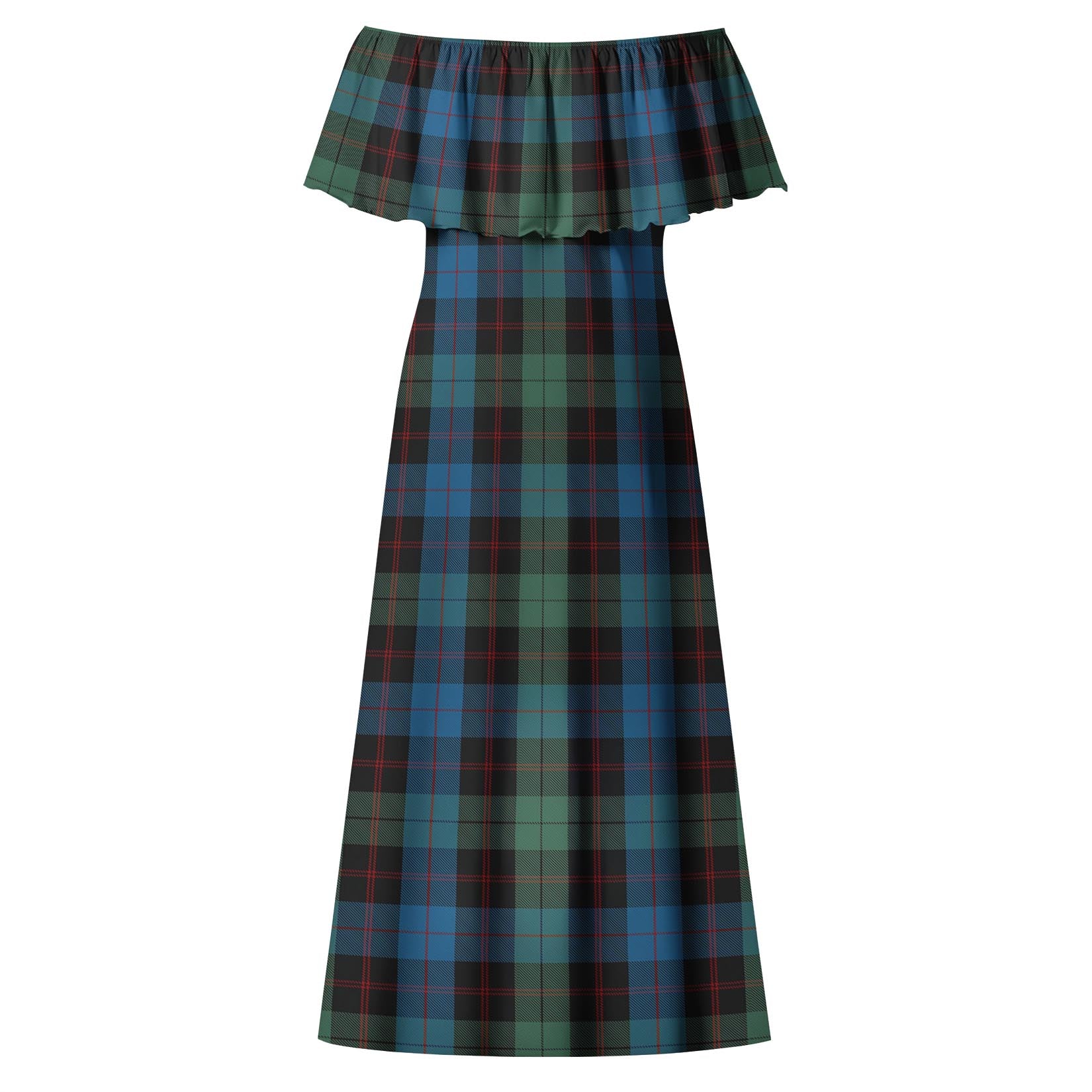 Guthrie Tartan Off Shoulder Long Dress - Tartanvibesclothing